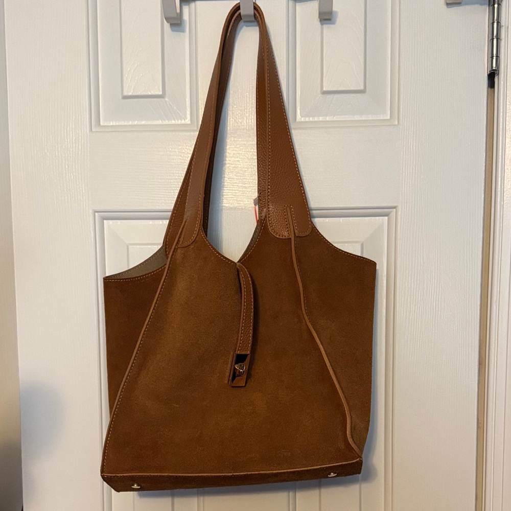 Made in Italy Elegant Brown Suede Tote Bag